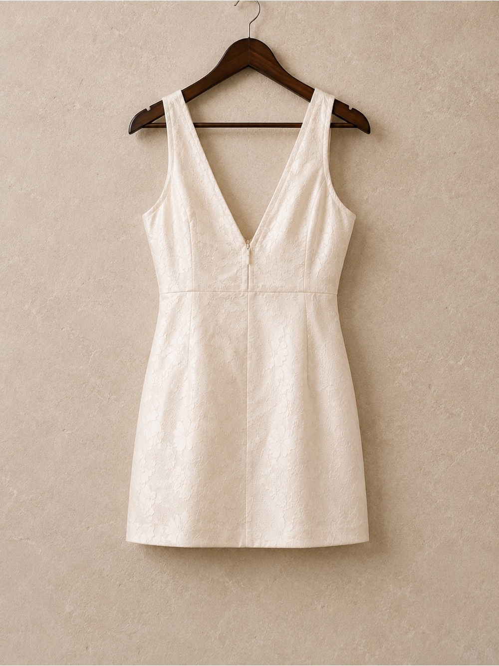Bebe Ivory Jacquard Mini Dress | Deep V Neck | Vintage | Y2K | Cocktail Size 2P